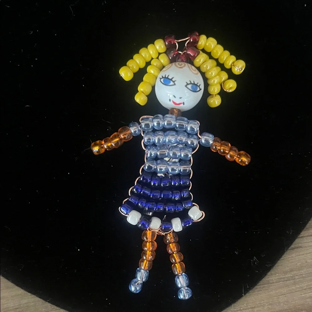 Colorful Beaded Doll Brooch